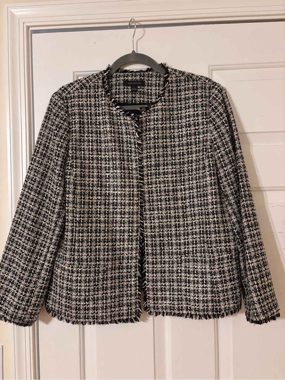 Ann Taylor Black and White Tweed Blazer